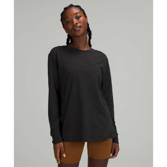Lululemon All Yours Long Sleeve Black Size 4 Hip Length Lightweight Cotton - Picture 1 of 2